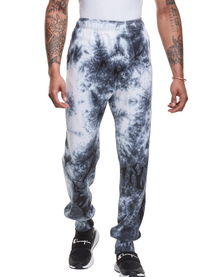 Champion Mens Joggers NZ - Galaxy Dye White/Black ( 5923-LVANT )